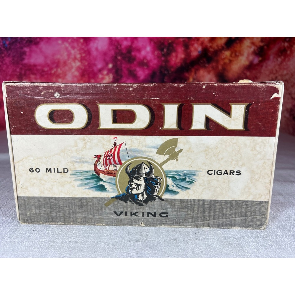 1950s Odin Viking 60 Mild Cigars Empty Cardboard Box Ohio Tobacciana Decor